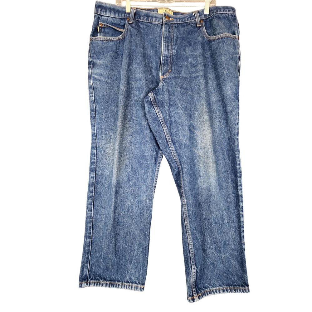 LL Bean Mens Classic Fit Blue Denim Jeans Size 42x28 Cotton Casual Pants